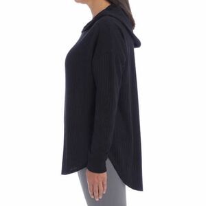 😊 3/$30 CHASER black Hoodie thin waffle soft fabric shirttail hem Size S